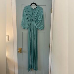 Zara Pleated Satin Effect Wide Leg Jumpsuit